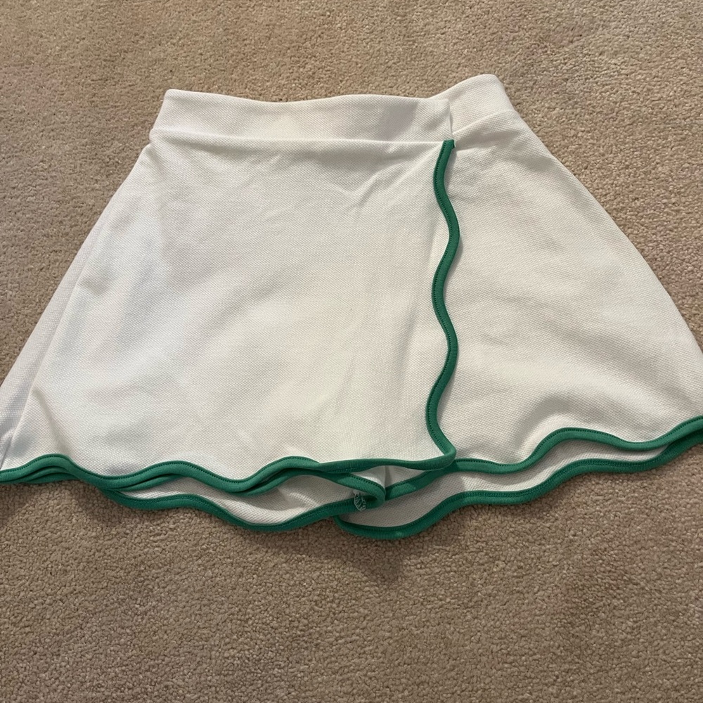 Bella Bliss White and Green Asymmetrical Skater Skirt